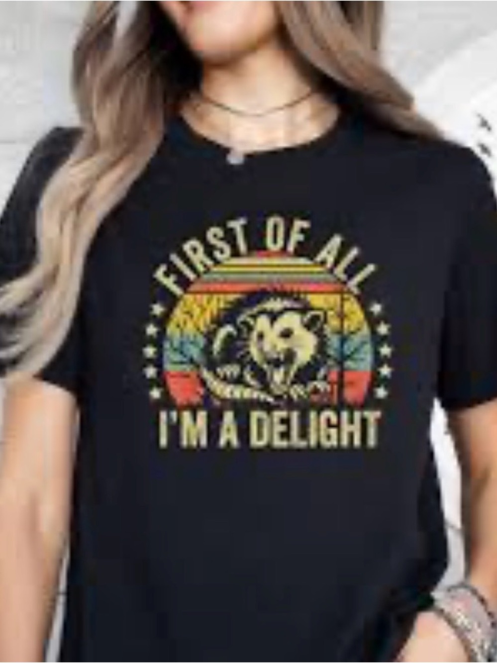 Black Graphic Tee "First of All I'm a Delight"